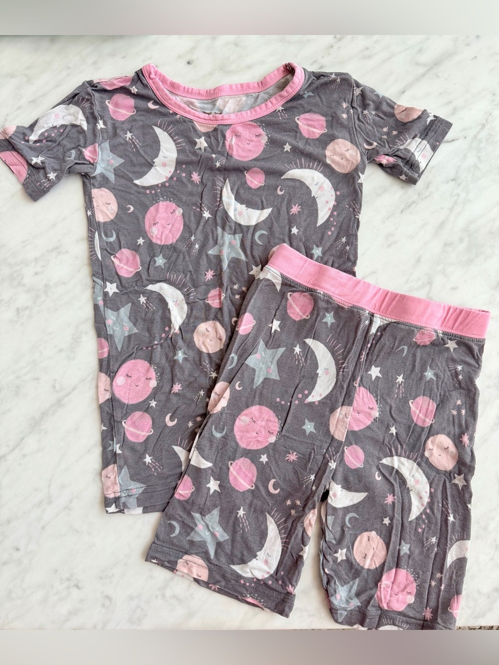 Little Sleepies Pink To the Moon & back Short Pajama Set - 5/6
